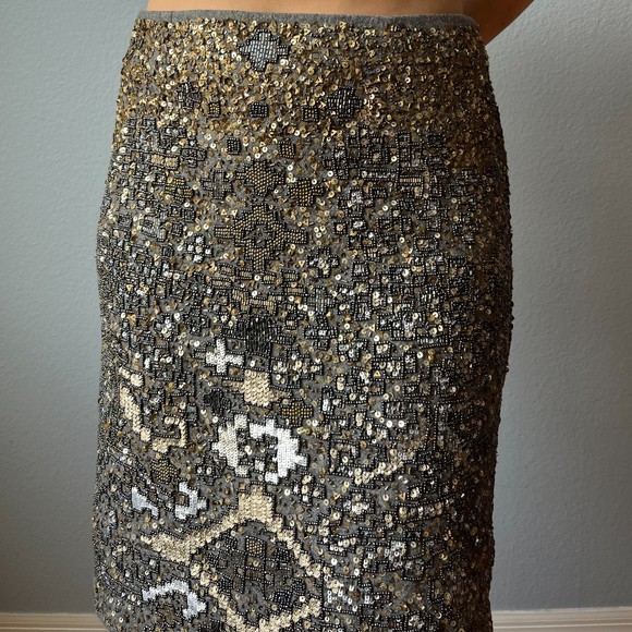 Anthropologie Moulinette Soeurs Wool Beaded Pencil Skirt Size 2 - Picture 3 of 11